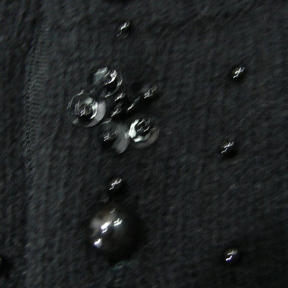 Liz Wear Black Sequin Cardigan 50s look Retro sweater button front Lg L/S wool - Picture 15 of 16